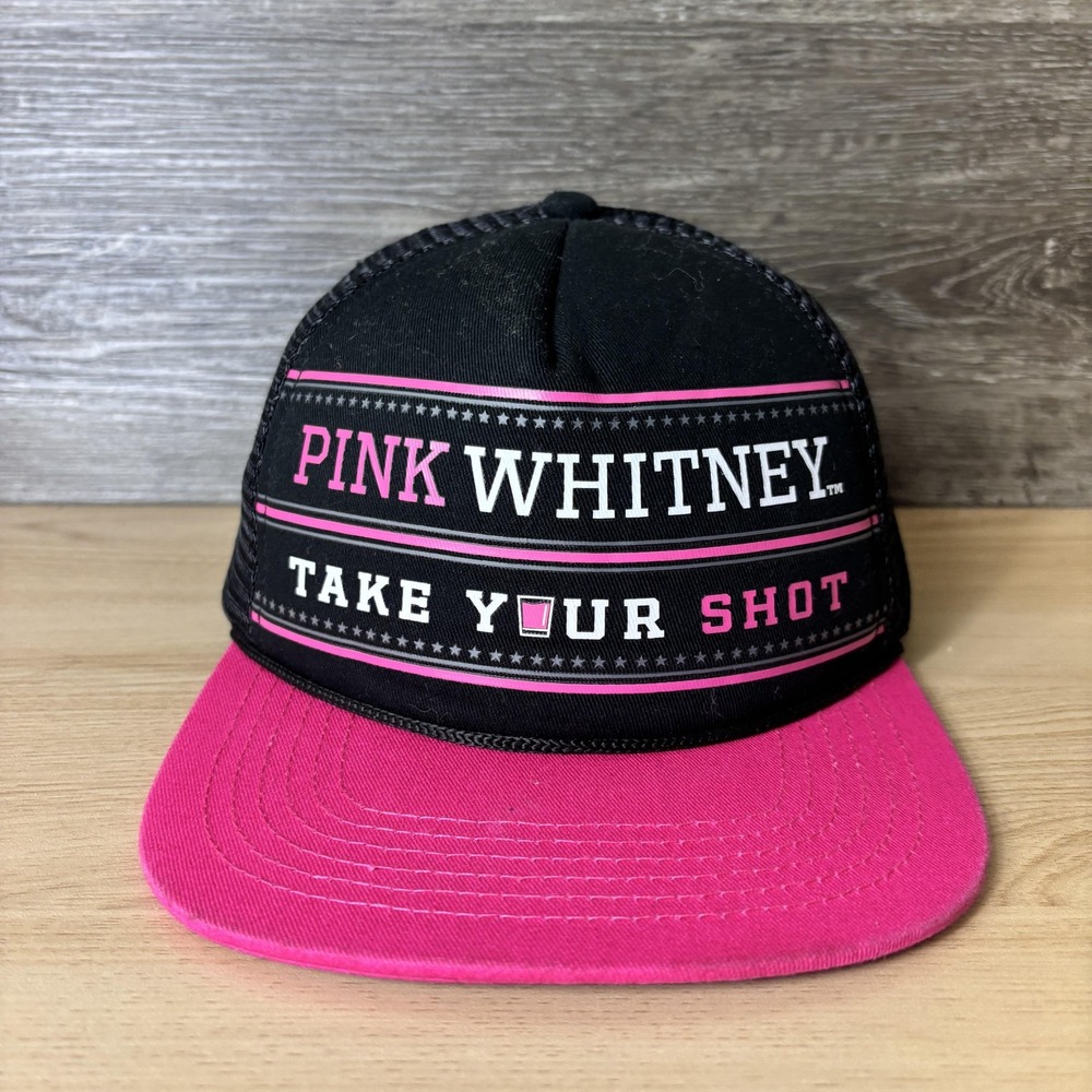 Pink Whitney Hat Cap Snap Back Black Pink Mesh Trucker Take Your Shot Mens Promo